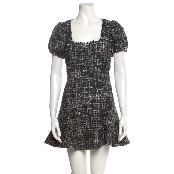 Likely Alessandra Puff Sleeve Tweed Fit & Flare Dress Black Size 14 - Picture 4 of 13